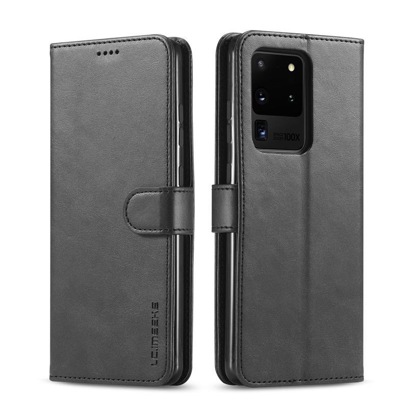 IMEEKE PU kožené peněženkové pouzdro na mobil Samsung Galaxy S20 Ultra - černé