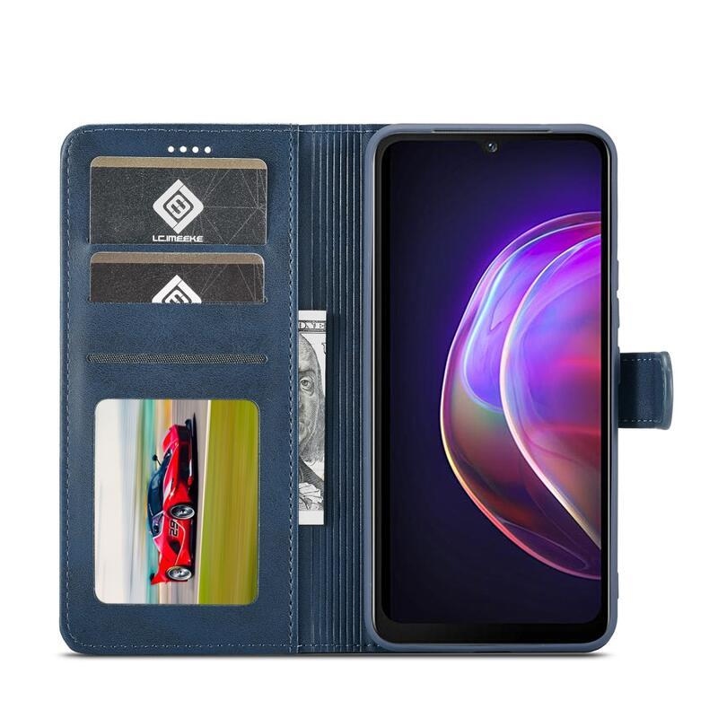 IMEEKE PU kožené peněženkové pouzdro na mobil Vivo V21 4G/5G - modré