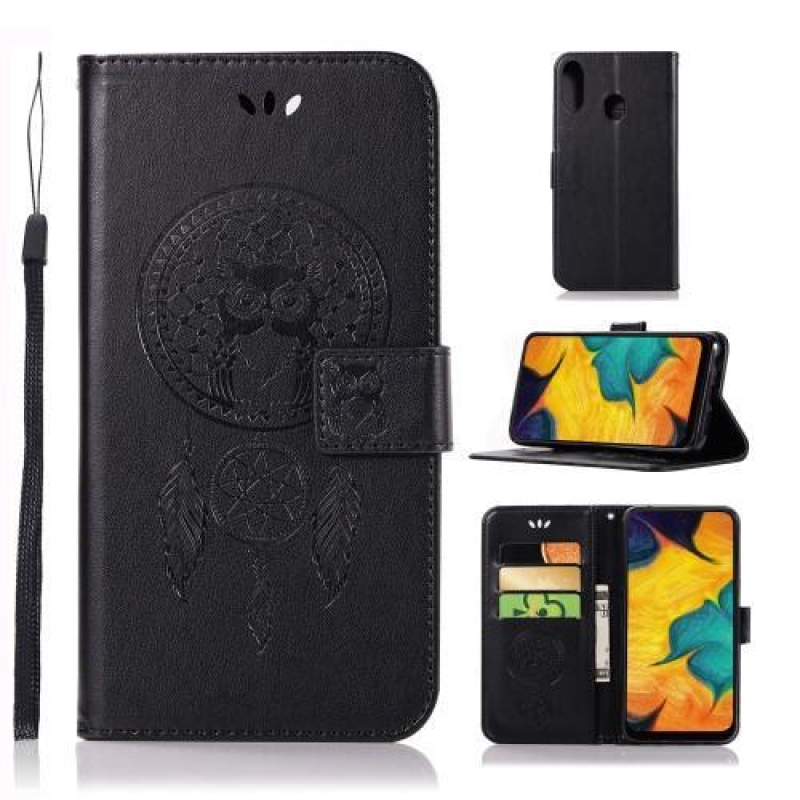 Imprint kožené peněženkové pouzdro na mobil Samsung Galaxy A30 / A20 - černý