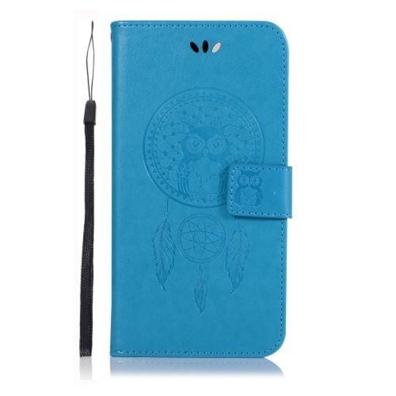 Imprint PU kožené peněženkové pouzdro na mobil Samsung Galaxy A30 / A20 - modrý