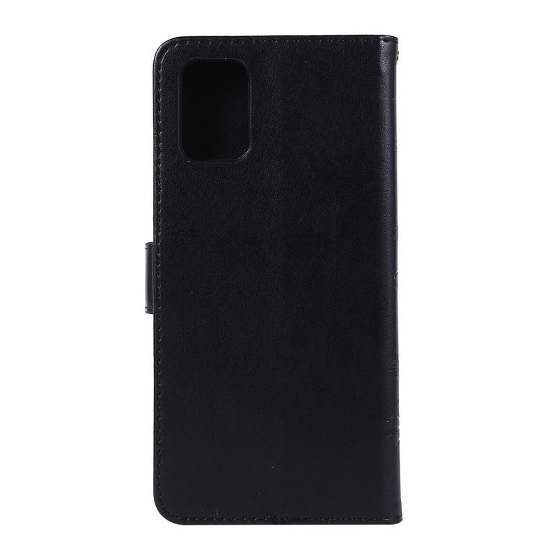 Imprint PU kožené peněženkové pouzdro na mobil Samsung Galaxy A71 - černé