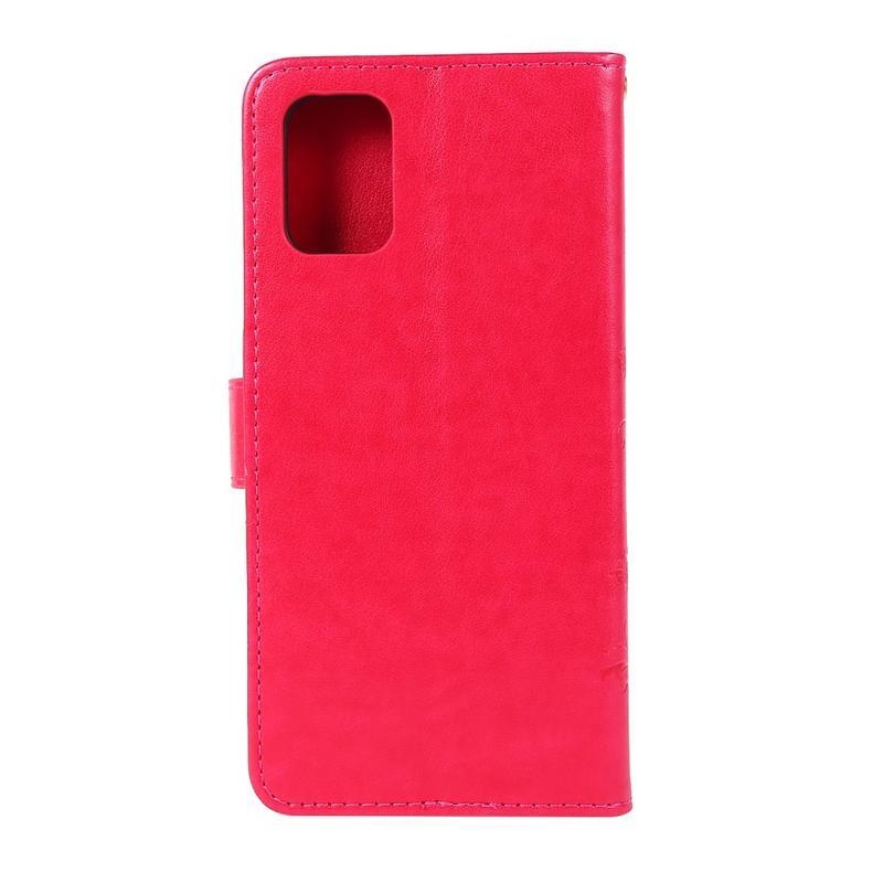Imprint PU kožené peněženkové pouzdro na mobil Samsung Galaxy A71 - červené