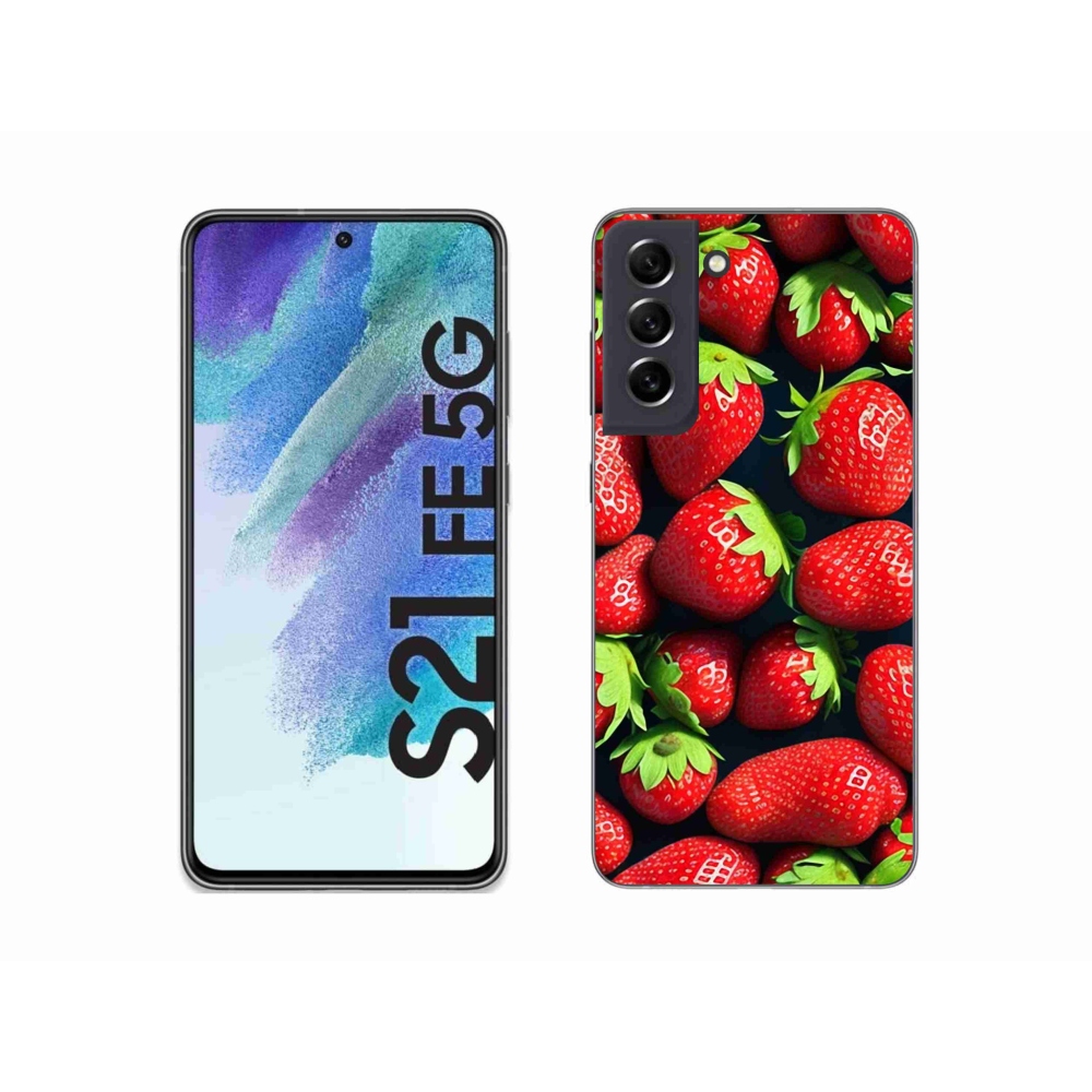 Gelový kryt mmCase na Samsung Galaxy S21 FE 5G - jahody