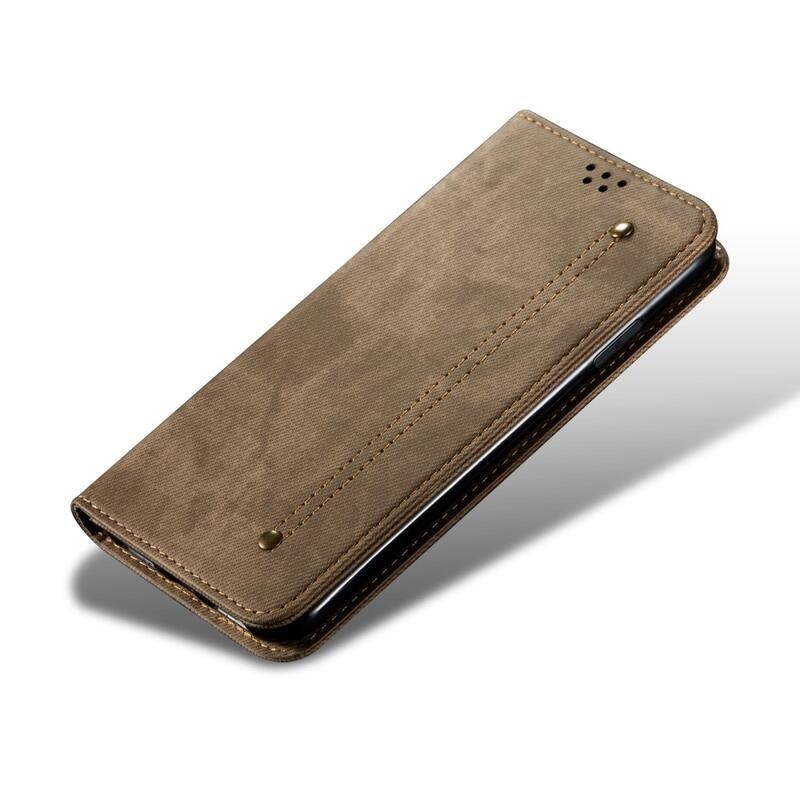 Jeans PU kožené peněženkové pouzdro na mobil Realme 9i - khaki