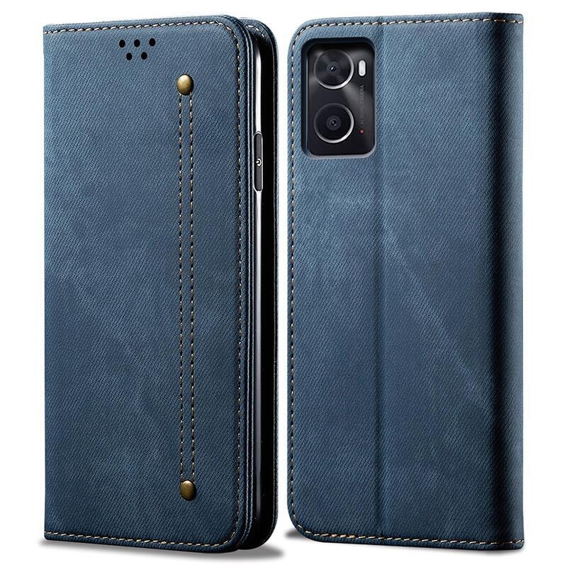 Jeans PU kožené peněženkové pouzdro na mobil Realme 9i - modré