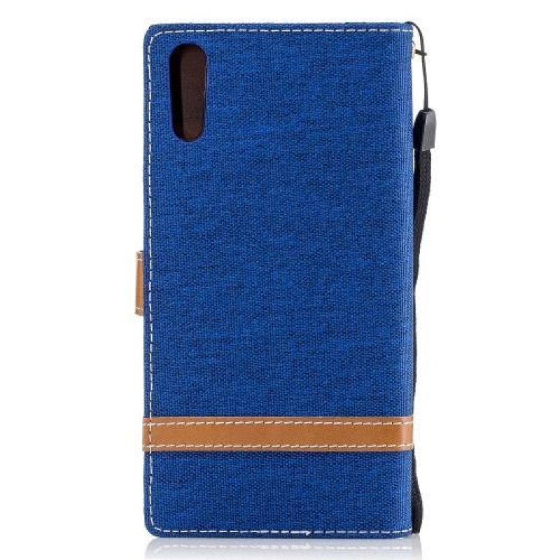 Jeany PU kožené/textilní pouzdro na telefon Sony Xperia XZ - modré