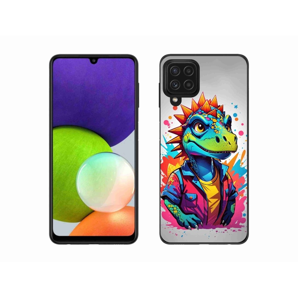Gelový kryt mmCase na Samsung Galaxy A22 4G - barevný dinosaurus