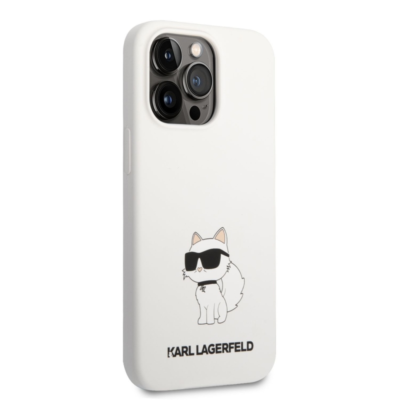 Karl Lagerfeld Liquid silikonový Choupette NFT zadní kryt pro iPhone 13 Pro bílý
