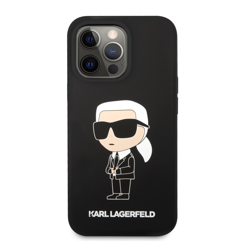 Karl Lagerfeld Liquid silikonový Ikonik NFT zadní kryt pro iPhone 13 Pro černý