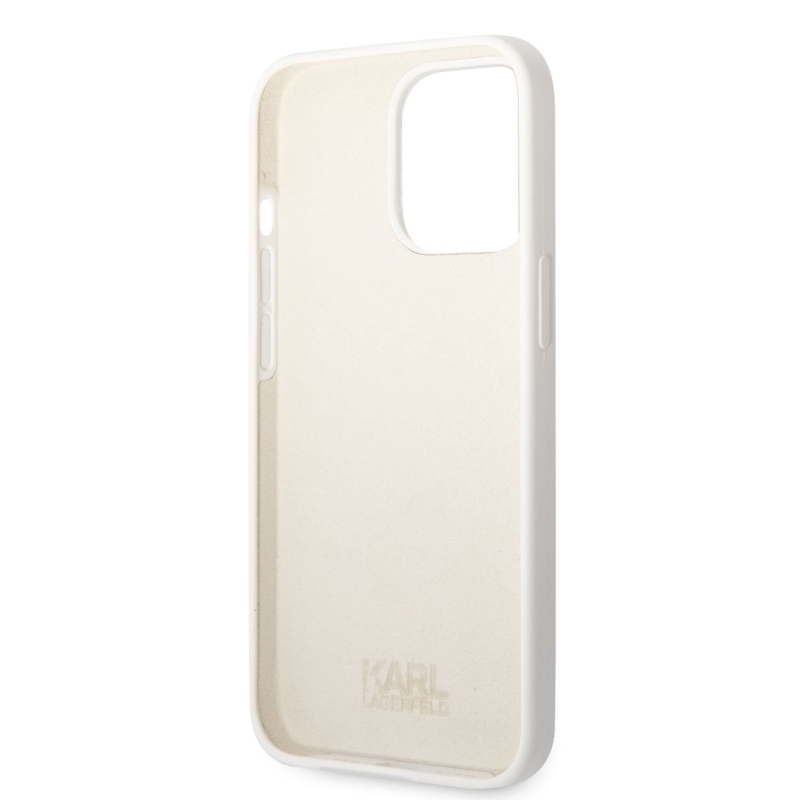 Karl Lagerfeld Liquid silikonový Ikonik NFT zadní kryt pro iPhone 13 Pro bílý