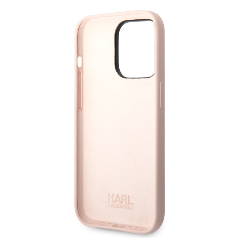 Karl Lagerfeld Liquid silikonový Ikonik NFT zadní kryt pro iPhone 14 Pro růžový