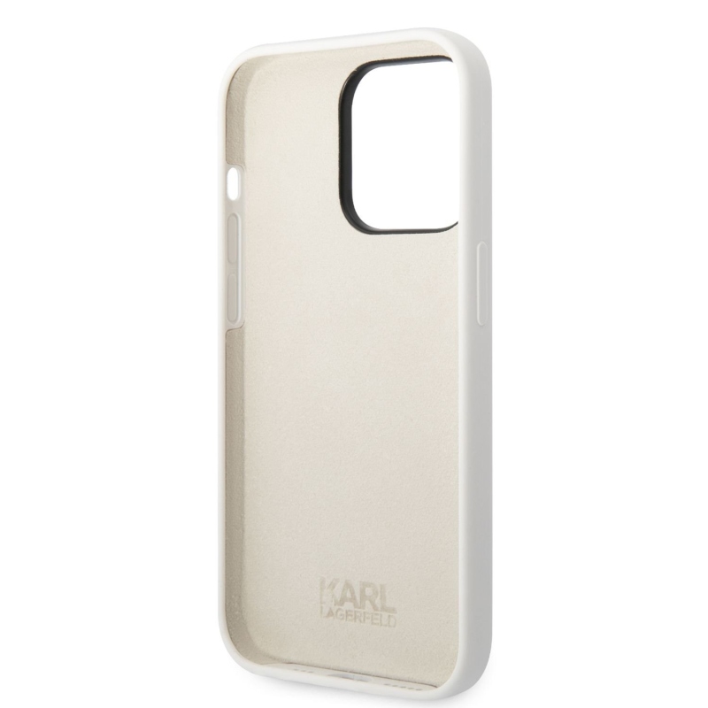 Karl Lagerfeld Liquid silikonový Ikonik NFT zadní kryt pro iPhone 14 Pro bílý