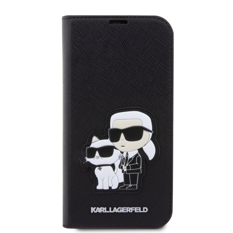 Karl Lagerfeld PU Saffiano Karl and Choupette NFT Book pouzdro pro iPhone 13 Pro Max černý