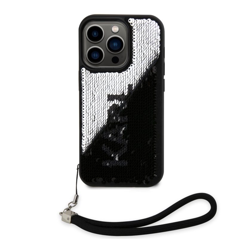 Karl Lagerfeld Sequins Reversible zadní kryt pro iPhone 13 Pro černý/stříbrný