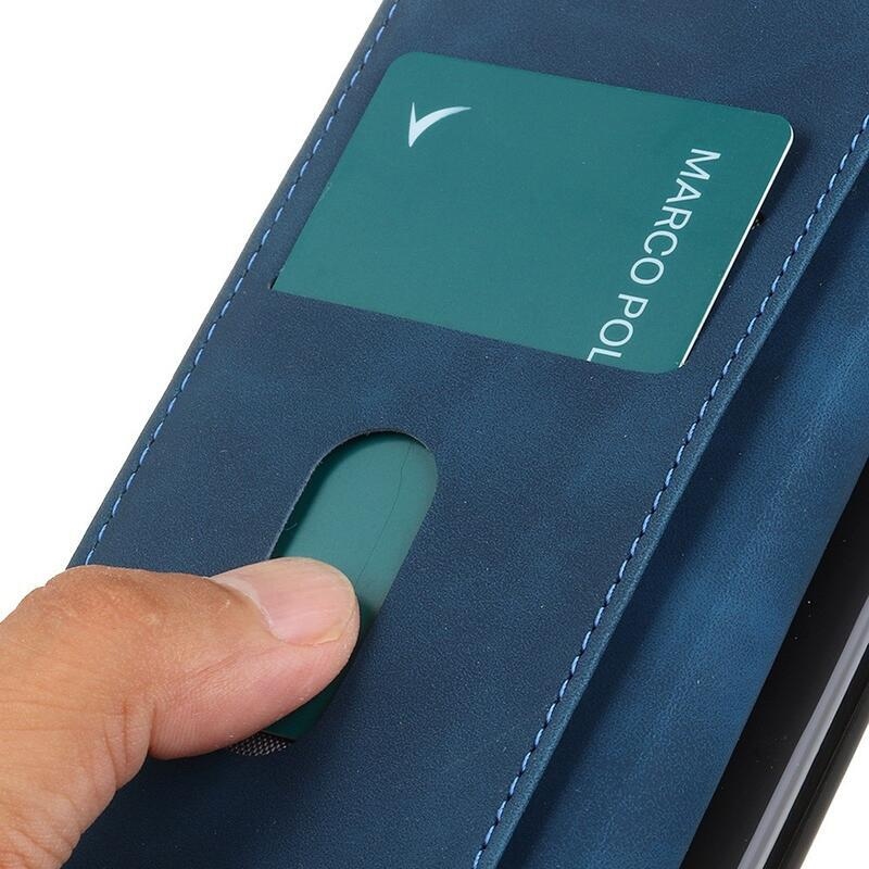 KHAZ PU kožené peněženkové pouzdro na mobil Honor Magic 4 Pro 5G - modré