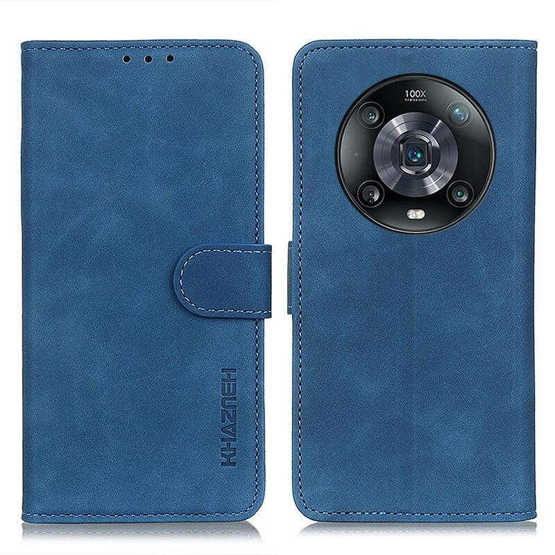 KHAZ PU kožené peněženkové pouzdro na mobil Honor Magic 4 Pro 5G - modré