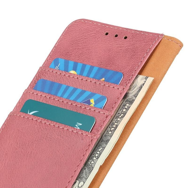 KHAZ PU kožené peněženkové pouzdro na mobil Vivo Y70 - růžové