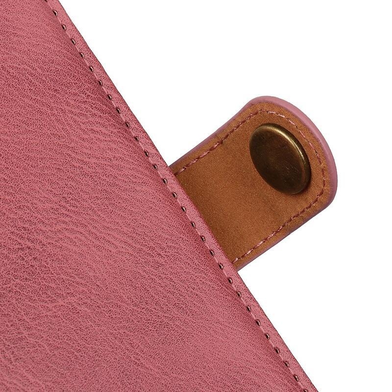 KHAZ PU kožené peněženkové pouzdro na mobil Vivo Y70 - růžové
