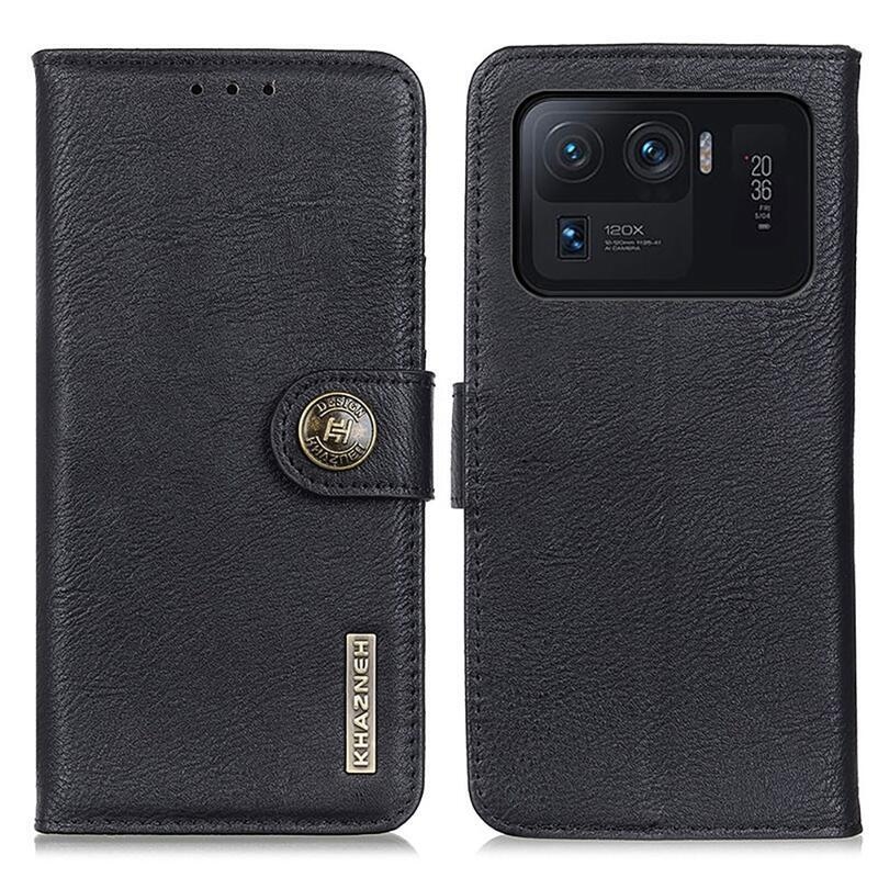KHAZ PU kožené peněženkové pouzdro na mobil Xiaomi Mi 11 Ultra - černé