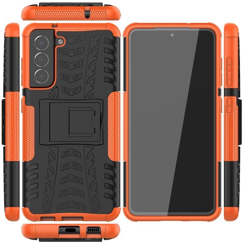 Kick odolný hybridní kryt na mobil Samsung Galaxy S21 FE 5G - oranžový
