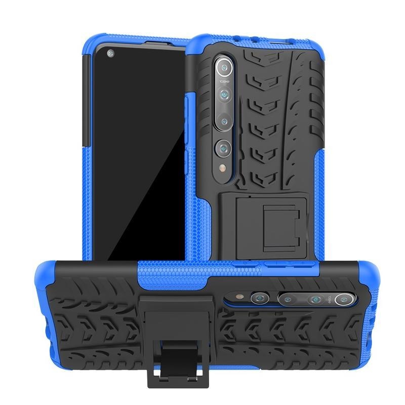 Kickstand odolný hybridní kryt na mobil Xiaomi Mi 10/Mi 10 Pro - modrý
