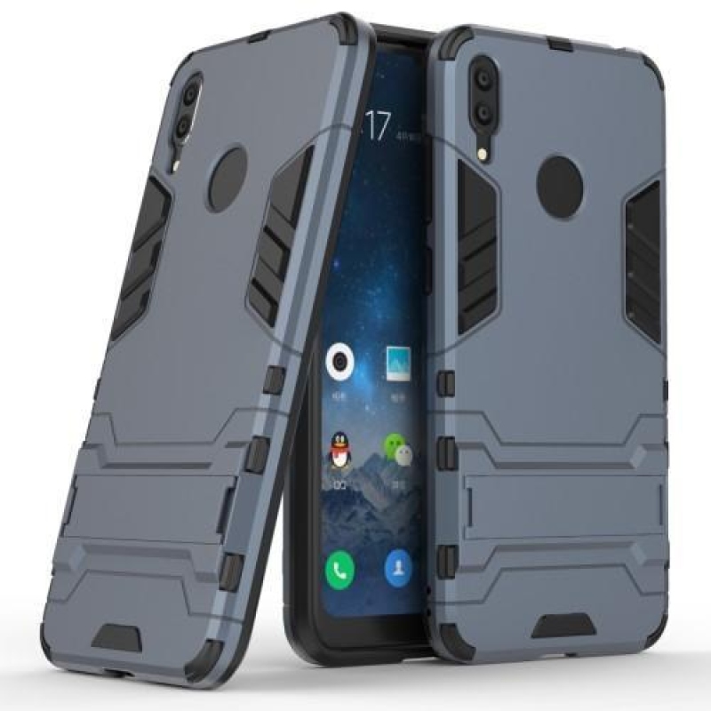 Kickstand odolný hybridní obal na mobil Huawei Y7 (2019) - šedý