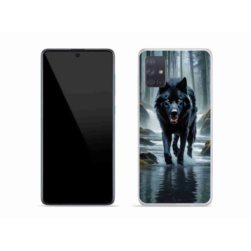Gelový kryt mmCase na Samsung Galaxy A51 - černý vlk
