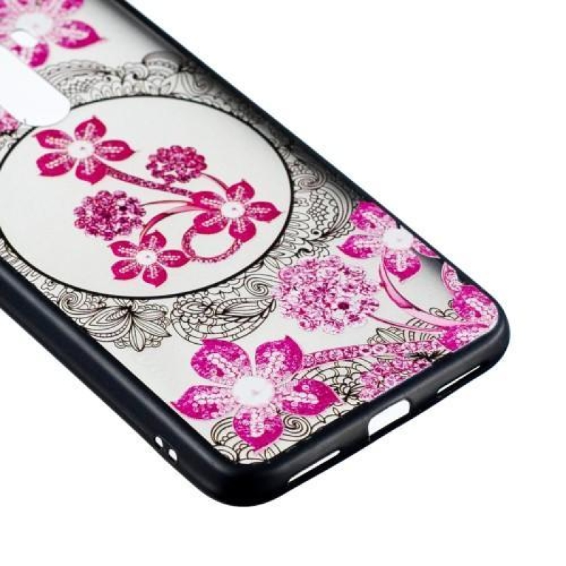 Lace gelový obal s plastovými zády pro Xiaomi Pocophone F1 - růžový květ