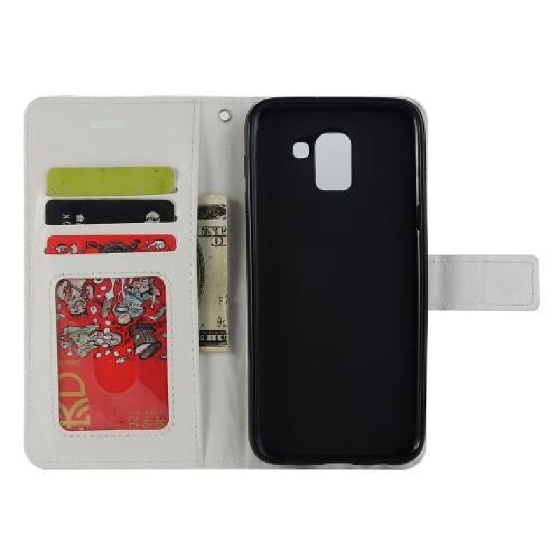 Leathy PU kožené peněženkové pouzdro na Samsung Galaxy J6 (2018) - bílé