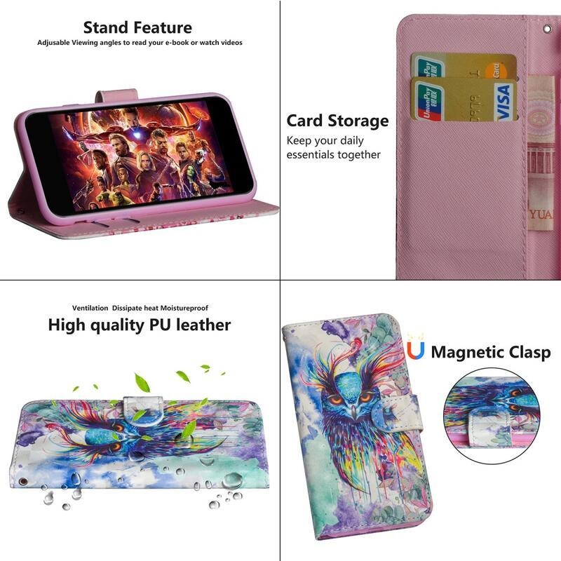 Light peněženkové pouzdro pro mobil Samsung Galaxy A50/A30s - barevná sova