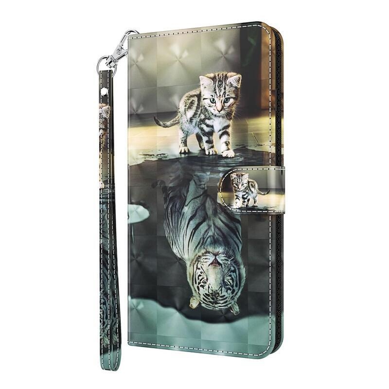 Light peněženkové pouzdro pro mobil Samsung Galaxy S21 Ultra 5G - kočka a odraz tygra