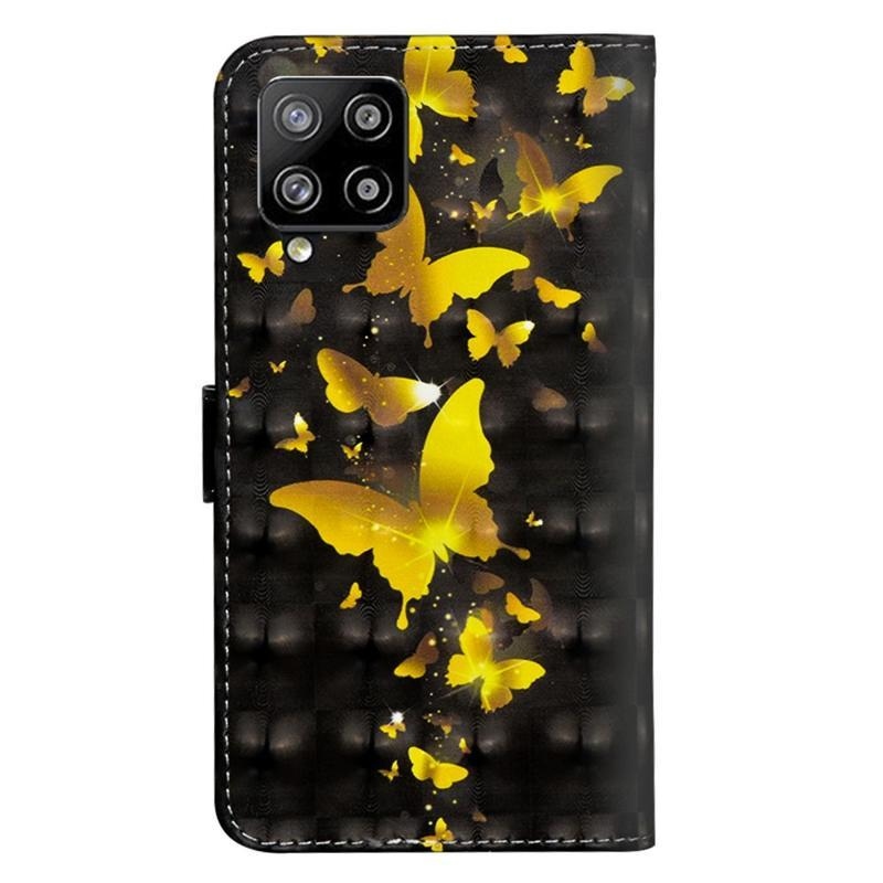 Light PU kožené peněženkové pouzdro na mobil Samsung Galaxy A42 5G - zlatí motýli