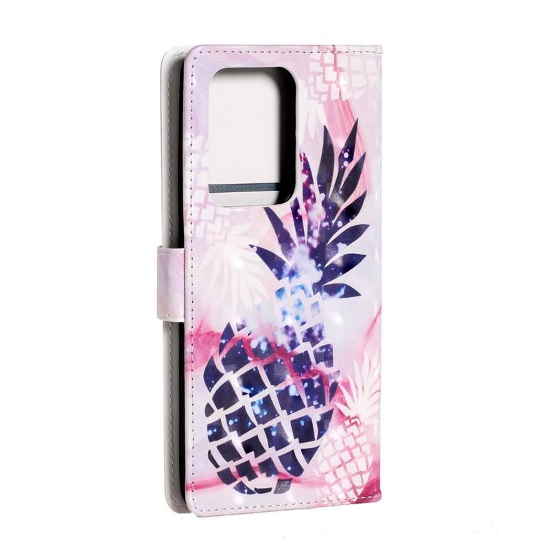 Light PU kožené peněženkové pouzdro na mobil Samsung Galaxy S20 Ultra - ananas