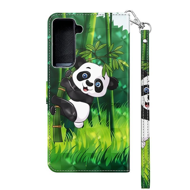 Light PU kožené peněženkové pouzdro na mobil Samsung Galaxy S21 - panda