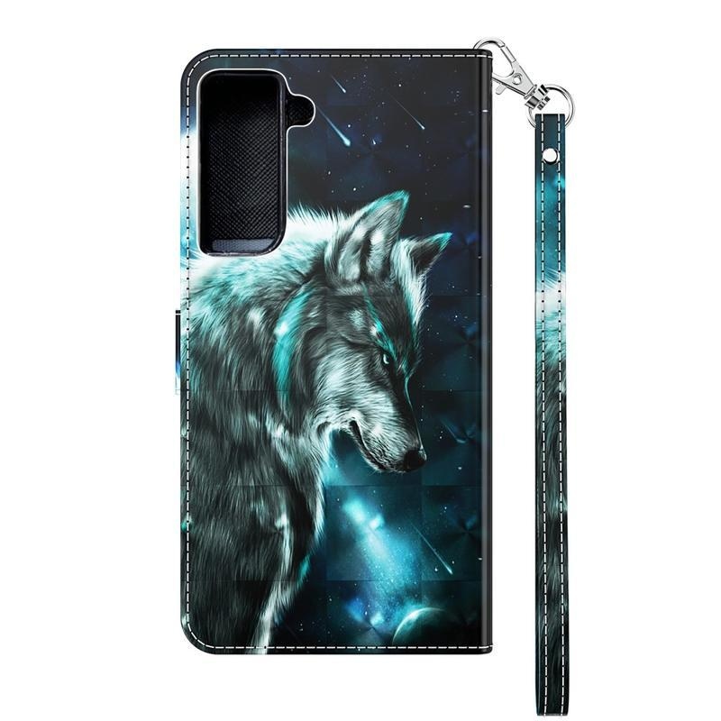 Light PU kožené peněženkové pouzdro na mobil Samsung Galaxy S21 - vlk