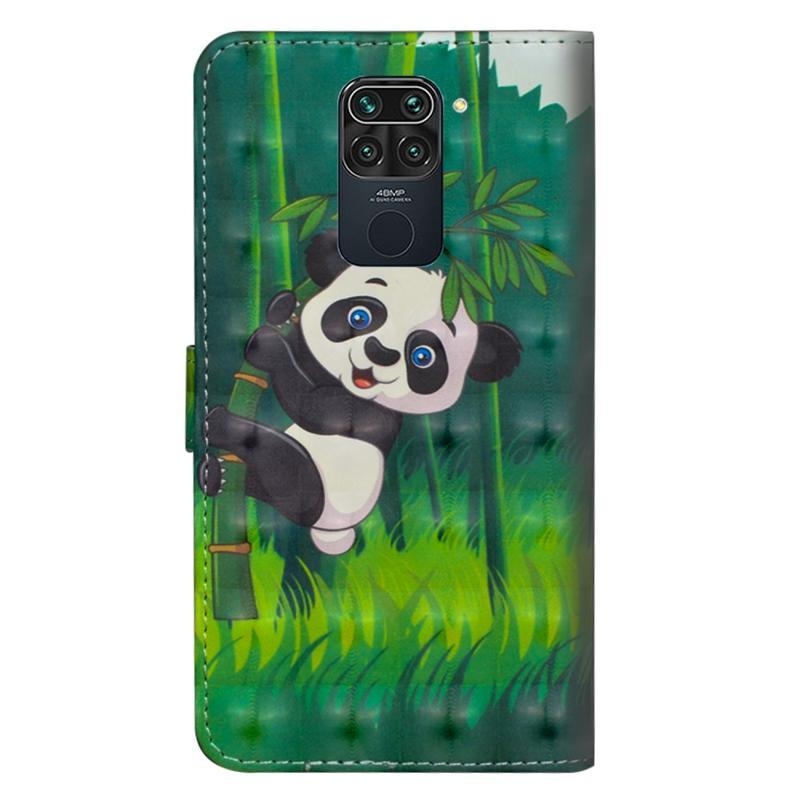 Light PU kožené peněženkové pouzdro na mobil Xiaomi Redmi Note 9 - panda
