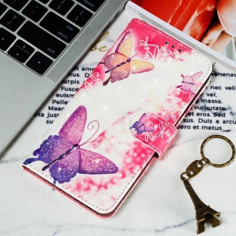 Light PU kožené peněženkové pouzdro na Samsung Galaxy A9 - krásný motýl
