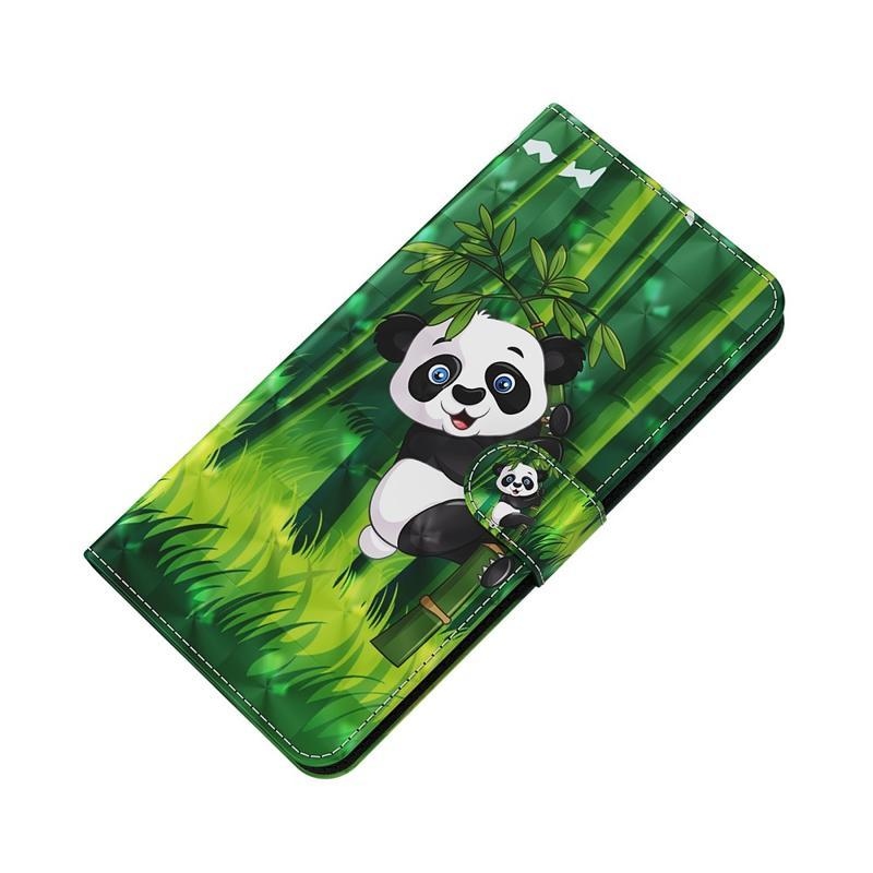 Light PU kožené peněženkové pouzdro pro mobil Huawei P Smart (2021) - panda na bambusu