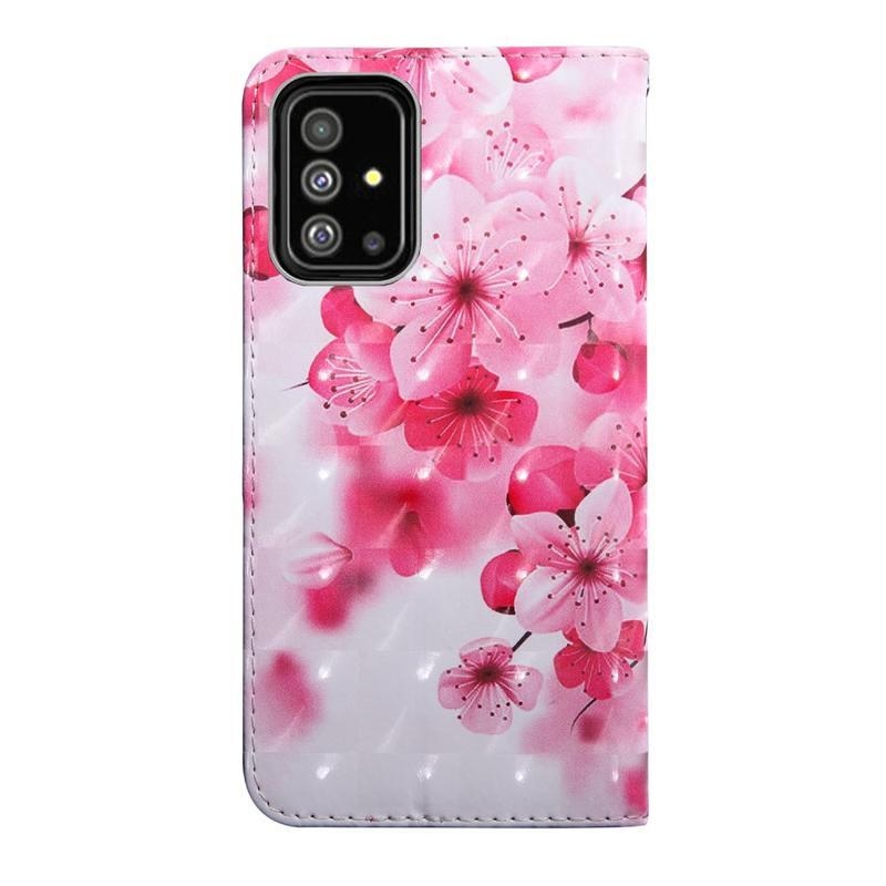 Light PU kožené peněženkové pouzdro pro mobil Samsung Galaxy A71 - květ broskve