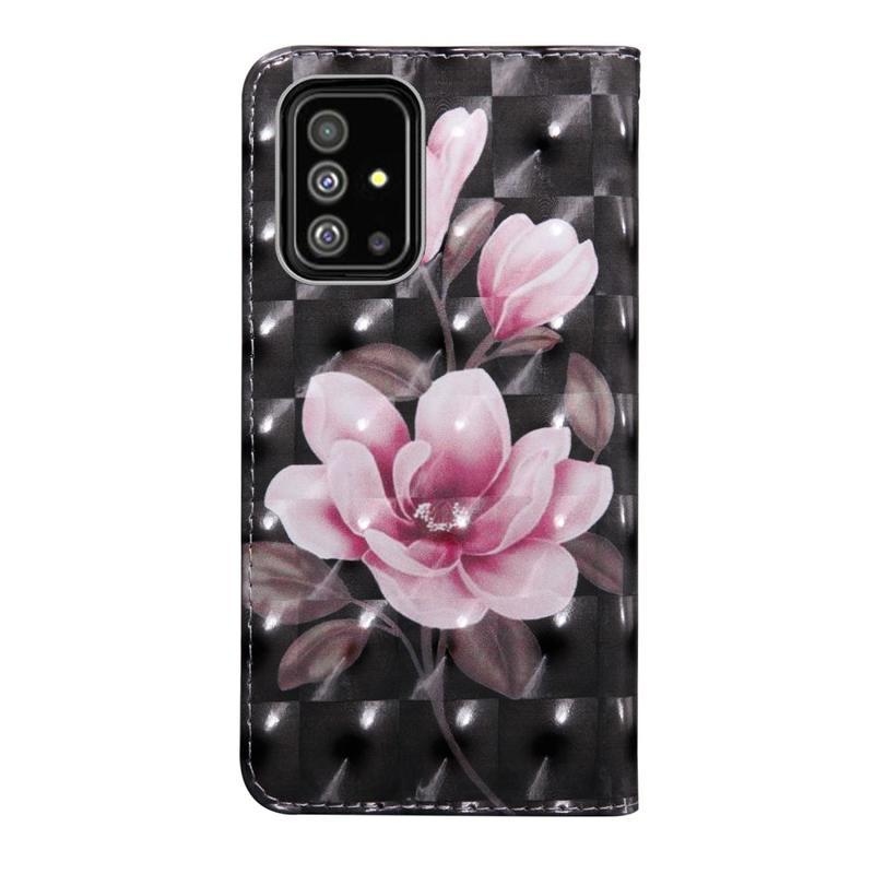 Light PU kožené peněženkové pouzdro pro mobil Samsung Galaxy A71 - růžový květ