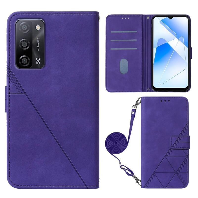 Line PU kožené peněženkové pouzdro na mobil Oppo A16s/A54s - fialové