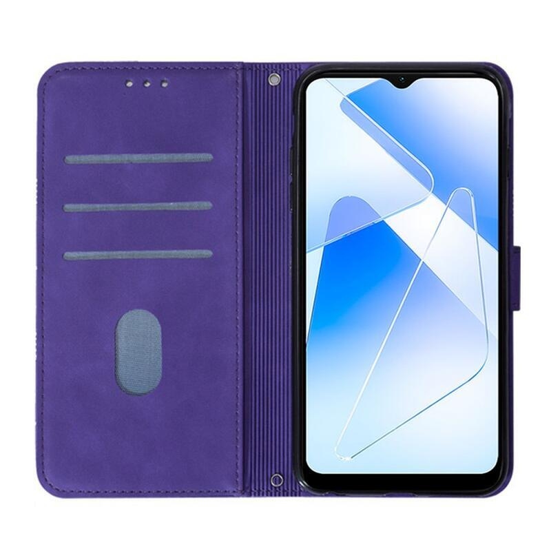 Line PU kožené peněženkové pouzdro na mobil Oppo A16s/A54s - fialové