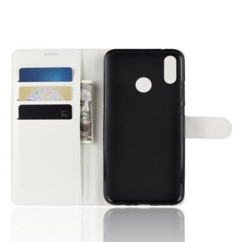 Litch PU kožené peněženkové pouzdro na mobil Honor 10 Lite a Huawei P Smart (2019) - bílé
