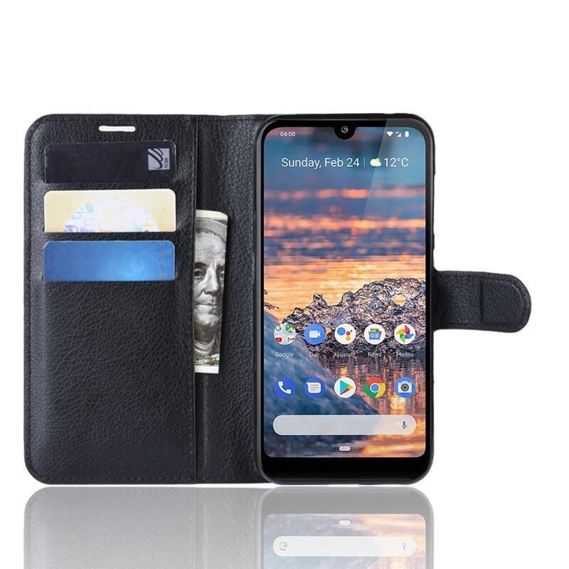 Litch PU kožené peněženkové pouzdro na mobil Nokia 4.2 - černé