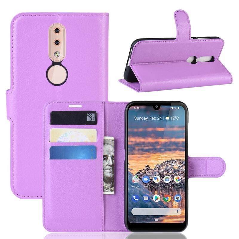 Litch PU kožené peněženkové pouzdro na mobil Nokia 4.2 - fialové