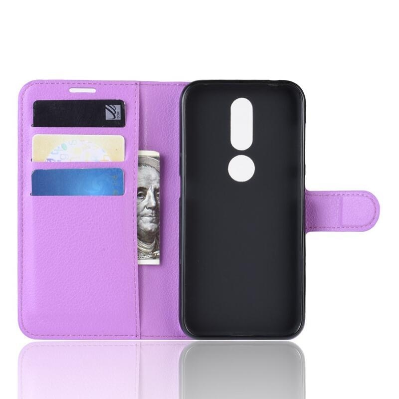 Litch PU kožené peněženkové pouzdro na mobil Nokia 4.2 - fialové