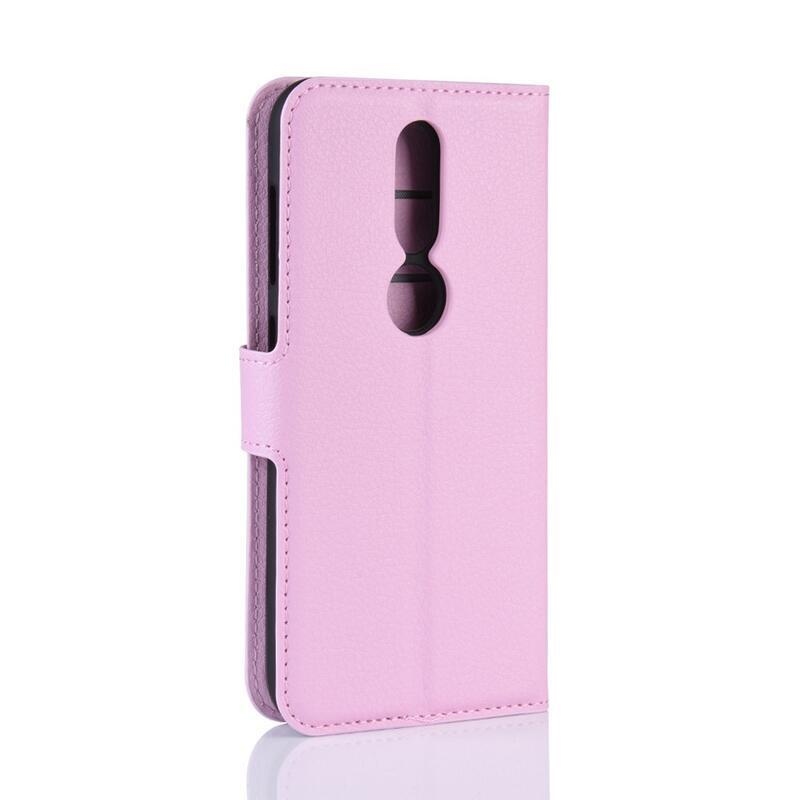 Litch PU kožené peněženkové pouzdro na mobil Nokia 4.2 - růžové