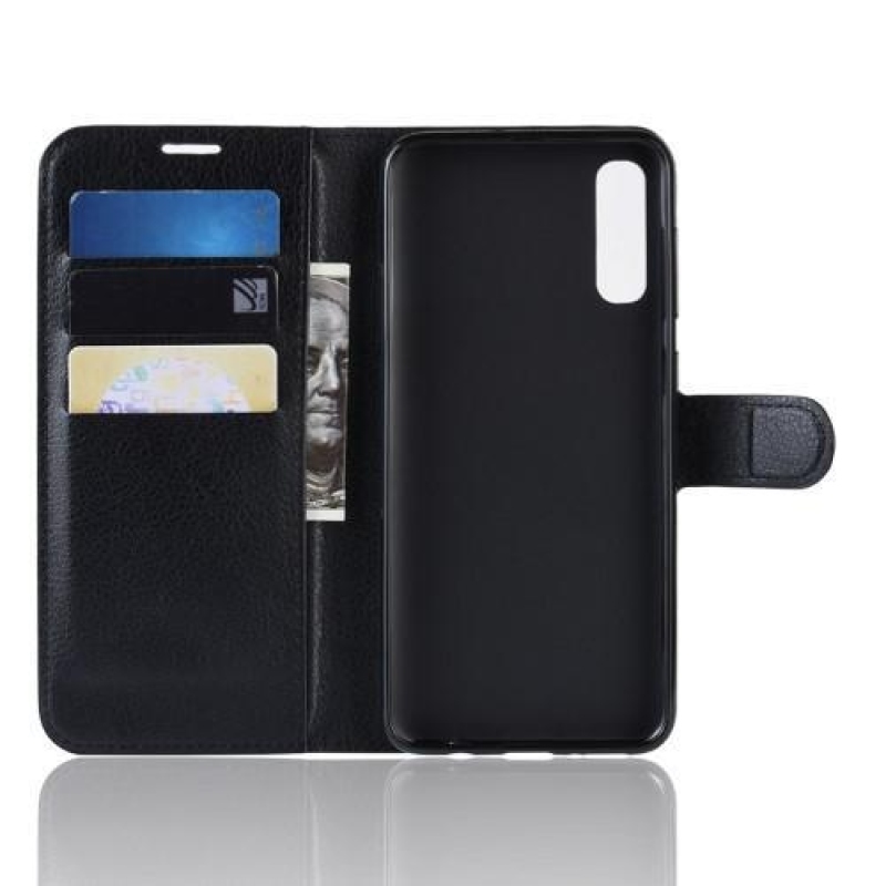 Litch PU kožené peněženkové pouzdro na Samsung Galaxy A50 / A30s - černé
