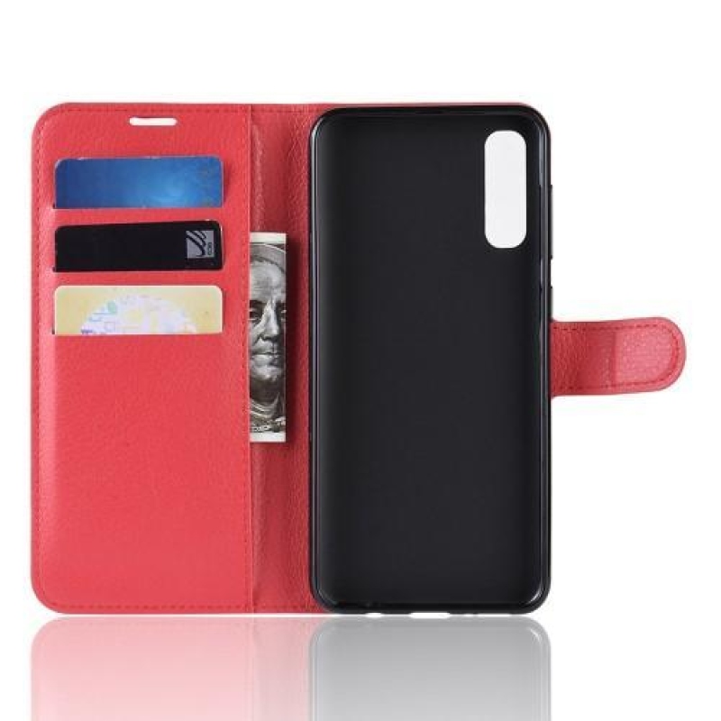Litch PU kožené peněženkové pouzdro na Samsung Galaxy A50 / A30s - červené
