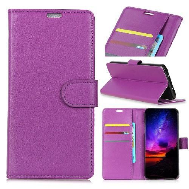 Litch PU kožené peněženkové pouzdro na Samsung Galaxy S10+ - fialové